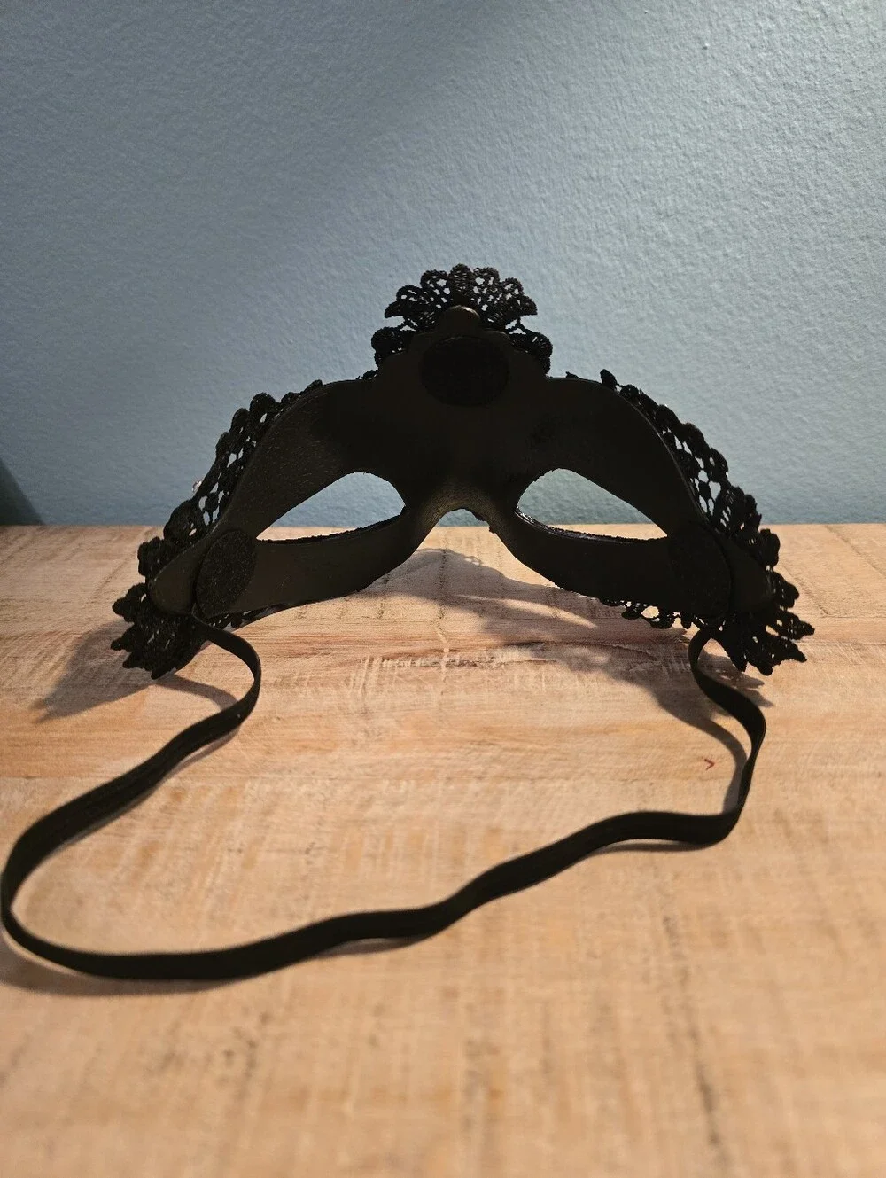 Black and Silver Lace Masquerade Mask with Rhinestones